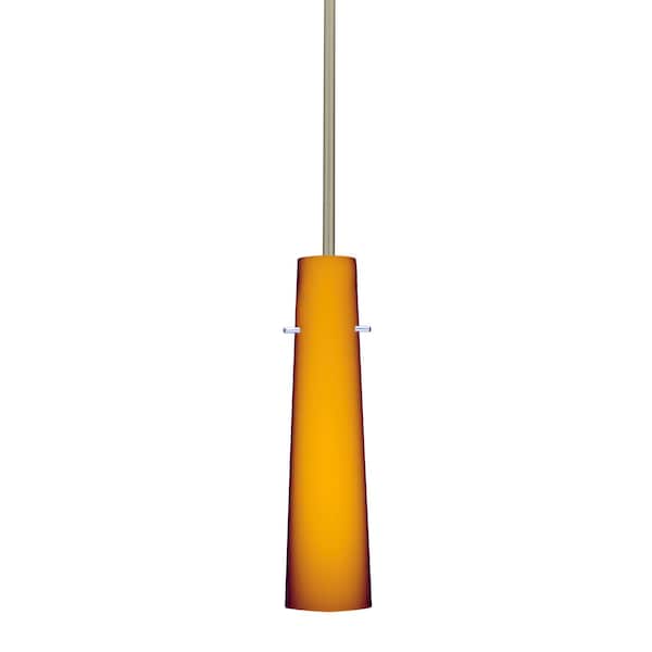 Besa Lighting Camino Stem Pendant, Amber Matte, Satin Nickel Finish, 1x50W Candelabra 1TT-567480-SN - main